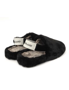 Grunland Ciabatta Peluche con Elastico Tessuto Nero