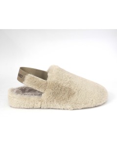 Grunland Ciabatta Peluche con Elastico Tessuto Beige