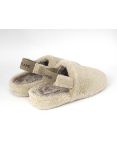 Grunland Ciabatta Peluche con Elastico Tessuto Beige