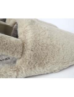 Grunland Ciabatta Peluche con Elastico Tessuto Beige