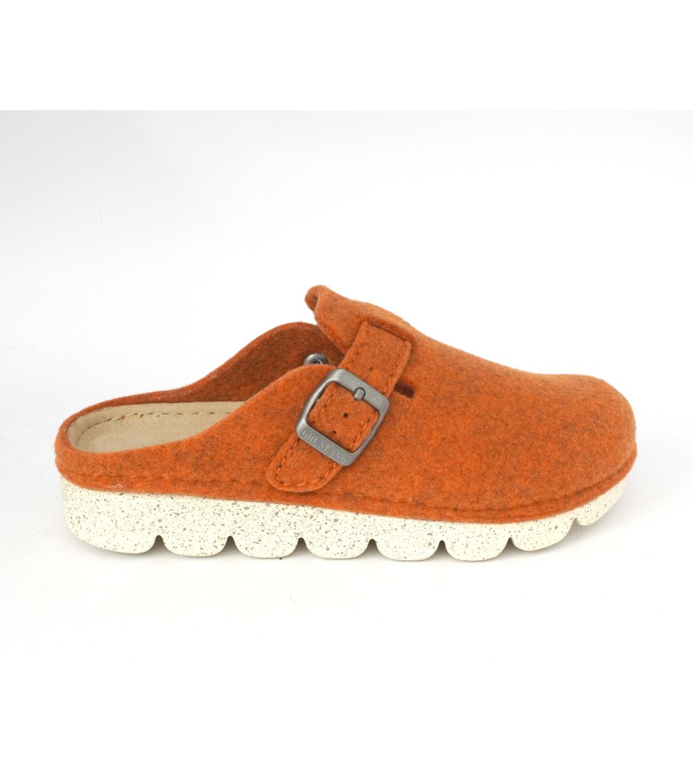Grunland Ciabatta Vegan Zeppa Media Fibbia Feltro Arancio