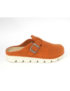 Grunland Ciabatta Vegan Zeppa Media Fibbia Feltro Arancio