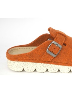 Grunland Ciabatta Vegan Zeppa Media Fibbia Feltro Arancio