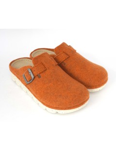 Grunland Ciabatta Vegan Zeppa Media Fibbia Feltro Arancio