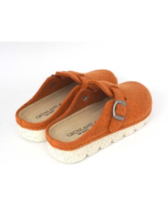 Grunland Ciabatta Vegan Zeppa Media Fibbia Feltro Arancio