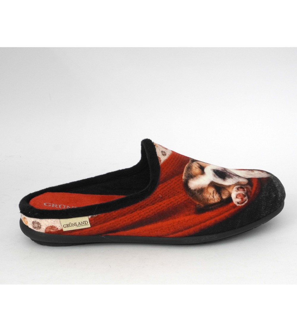 Grunland Ciabattina Media Cagnolino Tessuto Multi Rosso