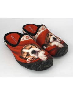 Grunland Ciabattina Media Cagnolino Tessuto Multi Rosso