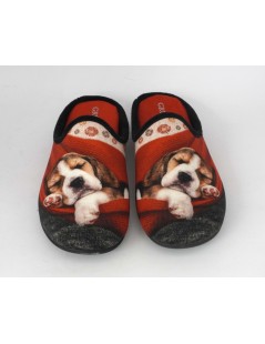 Grunland Ciabattina Media Cagnolino Tessuto Multi Rosso