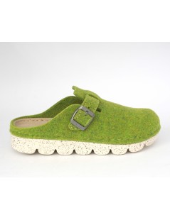 Grunland Ciabatta Vegan Zeppa Media Fibbia Feltro Verde