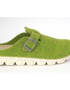 Grunland Ciabatta Vegan Zeppa Media Fibbia Feltro Verde