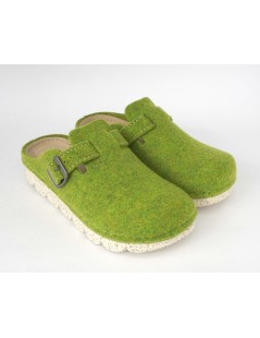 Grunland Ciabatta Vegan Zeppa Media Fibbia Feltro Verde