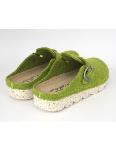 Grunland Ciabatta Vegan Zeppa Media Fibbia Feltro Verde