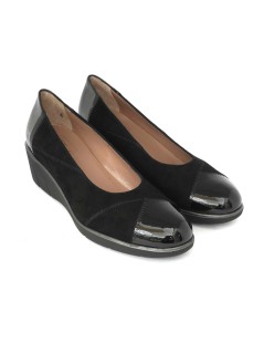 Confort Decollette Classic Zeppa Media Puntale Vernice Nero