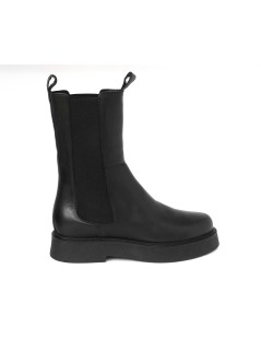 Grunland Stivale Polpaccio 2 Elastici Fondo Liscio Nappa Nero