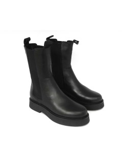 Grunland Stivale Polpaccio 2 Elastici Fondo Liscio Nappa Nero