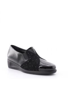 Confort Slipon Elastico Zeppa Dettagli Camoscio Strass Nero