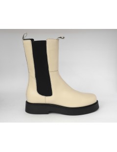 Grunland Stivale Polpaccio 2 Elastici Fondo Liscio Nappa Crema