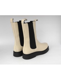 Grunland Stivale Polpaccio 2 Elastici Fondo Liscio Nappa Crema