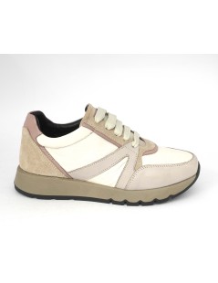 Grunland Sneakers Fondo Medio Camoscio Pelle Beige Multi