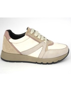Grunland Sneakers Fondo Medio Camoscio Pelle Beige Multi