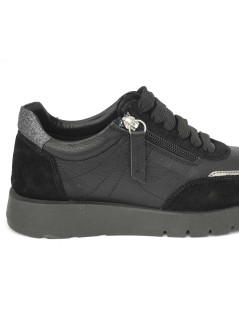 Grunland Sneakers Fondo Medio con Zip Pelle Nero