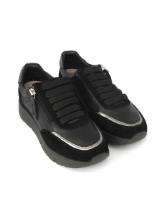 Grunland Sneakers Fondo Medio con Zip Pelle Nero