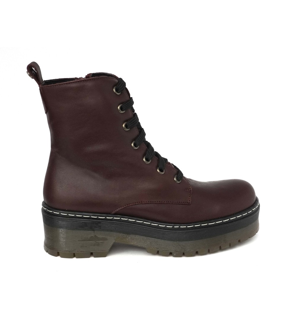 Raquel Perez Anfibio Martens Zip Fondo Alto Nappa Bordeaux