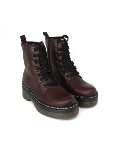 Raquel Perez Anfibio Martens Zip Fondo Alto Nappa Bordeaux
