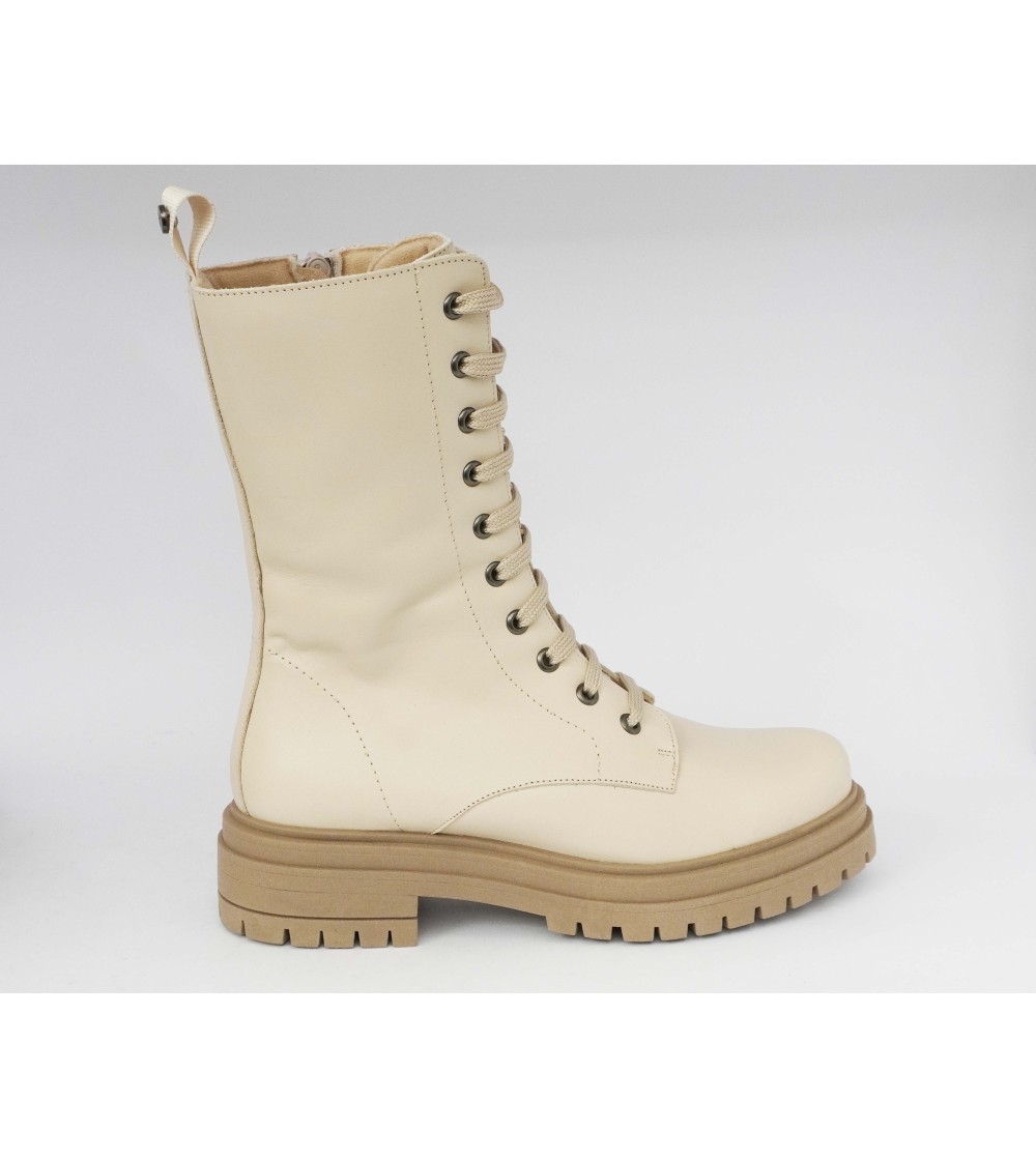 Raquel Perez Anfibio Medio Fondo Carro Zip Nappa Beige