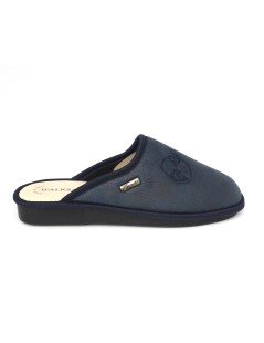 Walksan Ciabatta Uomo Sottopiede Pelle Logo Camoscio Blu