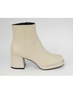 Noa Tronchetto Platform Tacco Squadrato Fasciato Pelle Latte