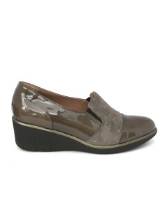 Confort Mocassino Zeppa Media Comfort Strass Naplak Taupe