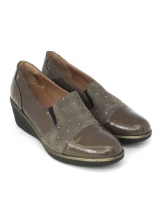 Confort Mocassino Zeppa Media Comfort Strass Naplak Taupe