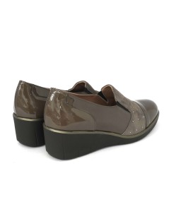 Confort Mocassino Zeppa Media Comfort Strass Naplak Taupe