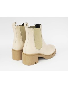 Grunland Tronchetti Tacco Medio Doppio Elastico Pelle Panna