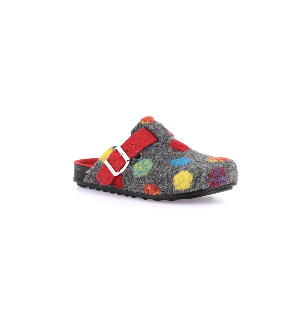 Grunland Ciabatta Donna Boston Pois Feltro Antracite Rosso