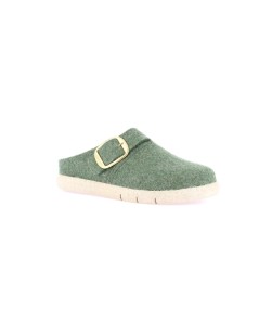 Grunland Ciabatta Zeppa Media Plantare Fibbia Feltro Verde