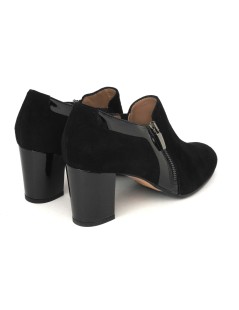 Confort Mocassino Accollato con Zip Vernice Camoscio Nero