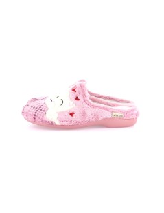 Grunland Ciabattina Velour Gattino Cuori Rosa