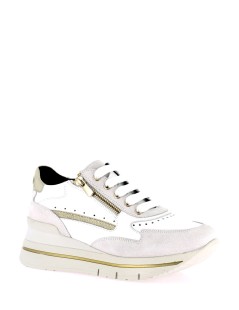 Grunland Sneakers City Zeppa Alta con Zip Pelle Bianco