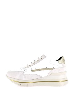 Grunland Sneakers City Zeppa Alta con Zip Pelle Bianco