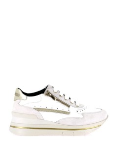 Grunland Sneakers City Zeppa Alta con Zip Pelle Bianco