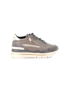 Grunland Sneakers City Zeppa Alta con Zip Pelle Taupe