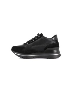 Grunland Sneakers City Zeppa Alta con Zip Pelle Nero
