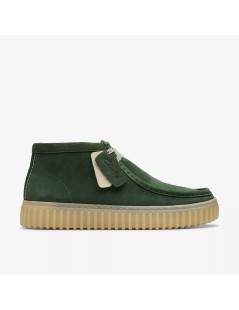 Clarks Polacchine Uomo Torhill Hi Fondo Rigato Camoscio Verde Scuro