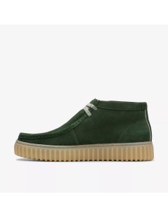 Clarks Polacchine Uomo Torhill Hi Fondo Rigato Camoscio Verde Scuro