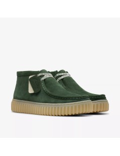 Clarks Polacchine Uomo Torhill Hi Fondo Rigato Camoscio Verde Scuro
