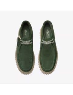 Clarks Polacchine Uomo Torhill Hi Fondo Rigato Camoscio Verde Scuro