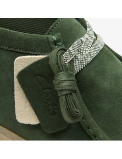 Clarks Polacchine Uomo Torhill Hi Fondo Rigato Camoscio Verde Scuro