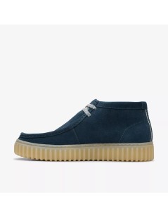 Clarks Polacchine Uomo Torhill Hi Fondo Rigato Camoscio Blu